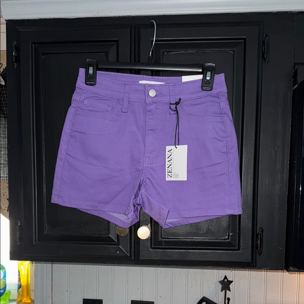 Zenana Outfitters Purple Jean Shorts High-Waisted